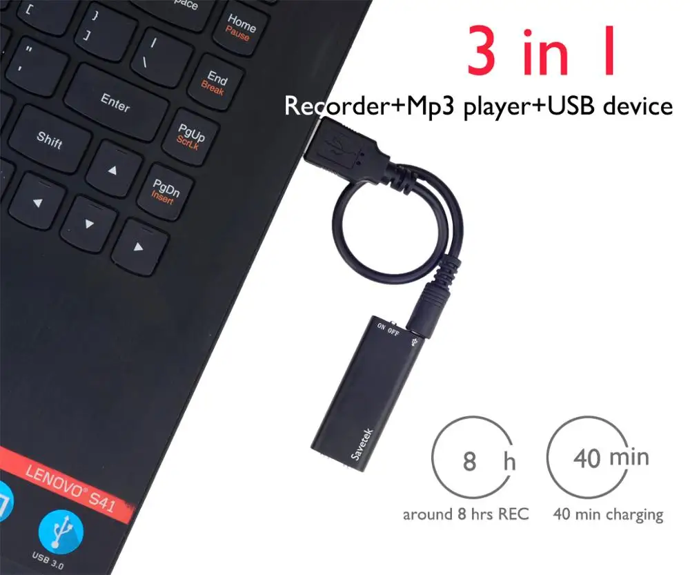 Savetek мини USB ручка с голосовой активацией 8 ГБ 16 цифровой Аудио Диктофон Mp3