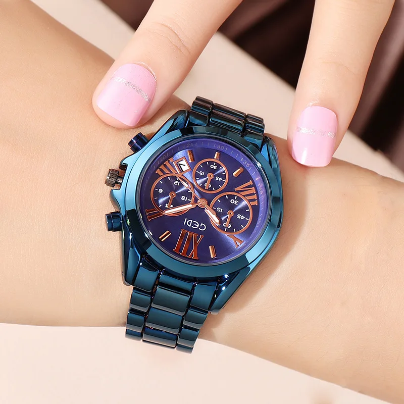 

WOMEN QUARTZ WATCH LUXURY FASHION CALENDAR ROSE GOLD PURPLE COLOR LADIES WRISTWATCH GIRLS FEMALE CLOCK RELOGIO FEMININO