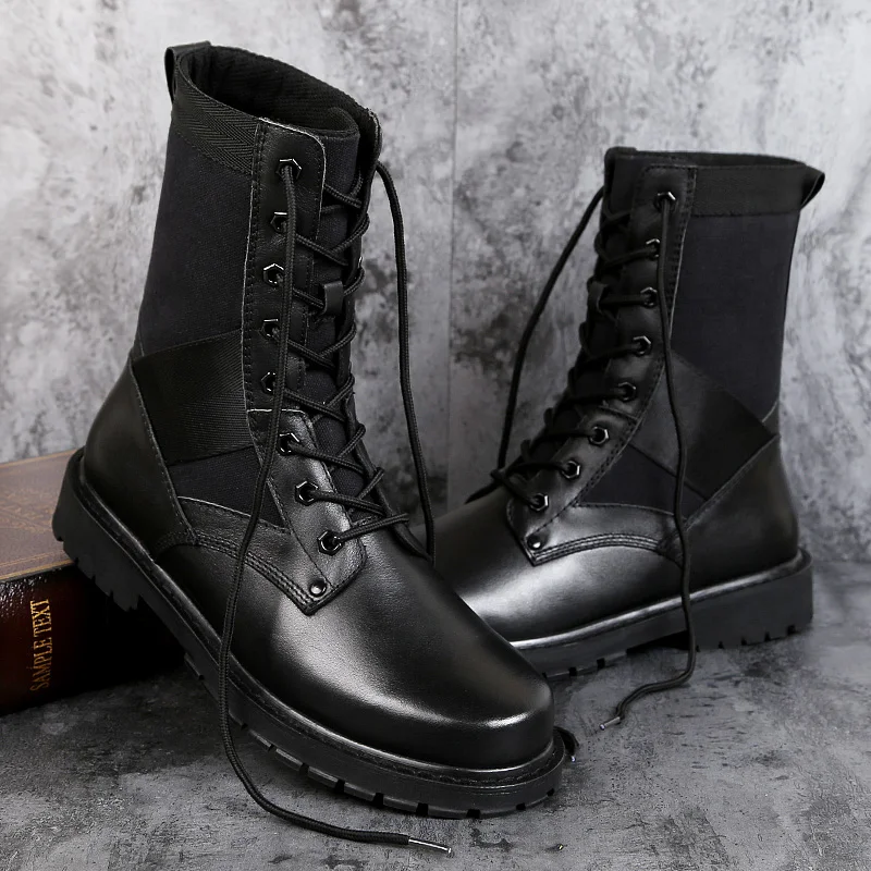 Мужские ботинки из натуральной кожи коричневые водонепроницаемые до щиколотки