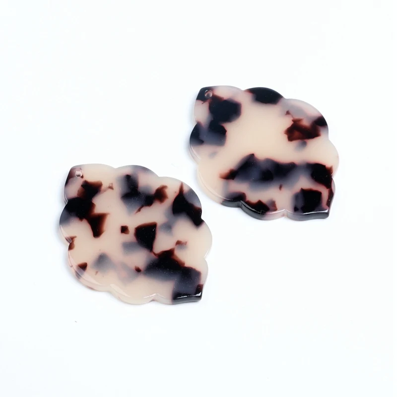 A08-244K-6PCS Подвески для сережек в виде черепахи, подвеска в форме четырехлистника из ацетата и акрила, большие серьги, 41,5x32 мм, ACE244 - Окраска металла: A08-244K-6PCS