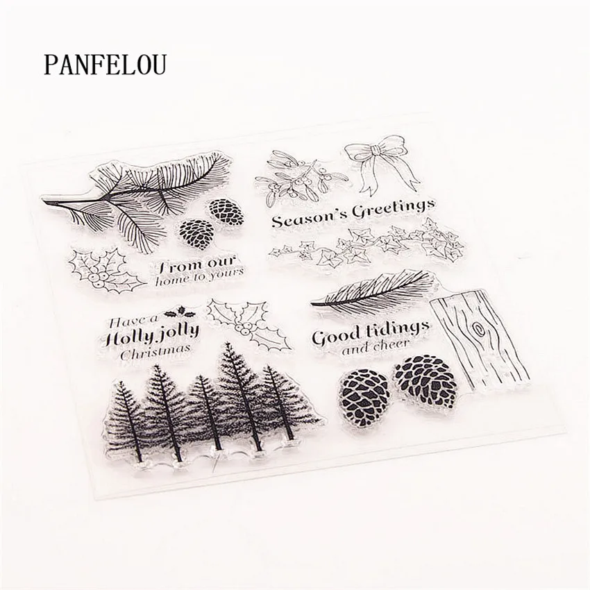 PANFELOU 14.5*15.5 Pine forest Transparent Silicone Rubber Clear Stamps Scrapbooking/DIY Easter Happy New Year wedding cards images - 6
