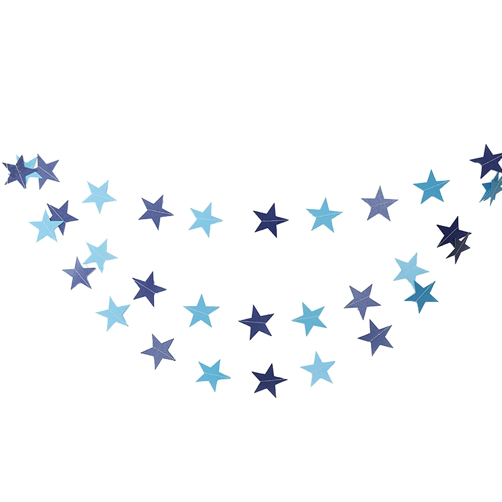 Синий Hot Sale Hanging Paper Star String Pentagram Bunting Banner Decoration For Birthday Wedding Party TY - Цвет: Синий