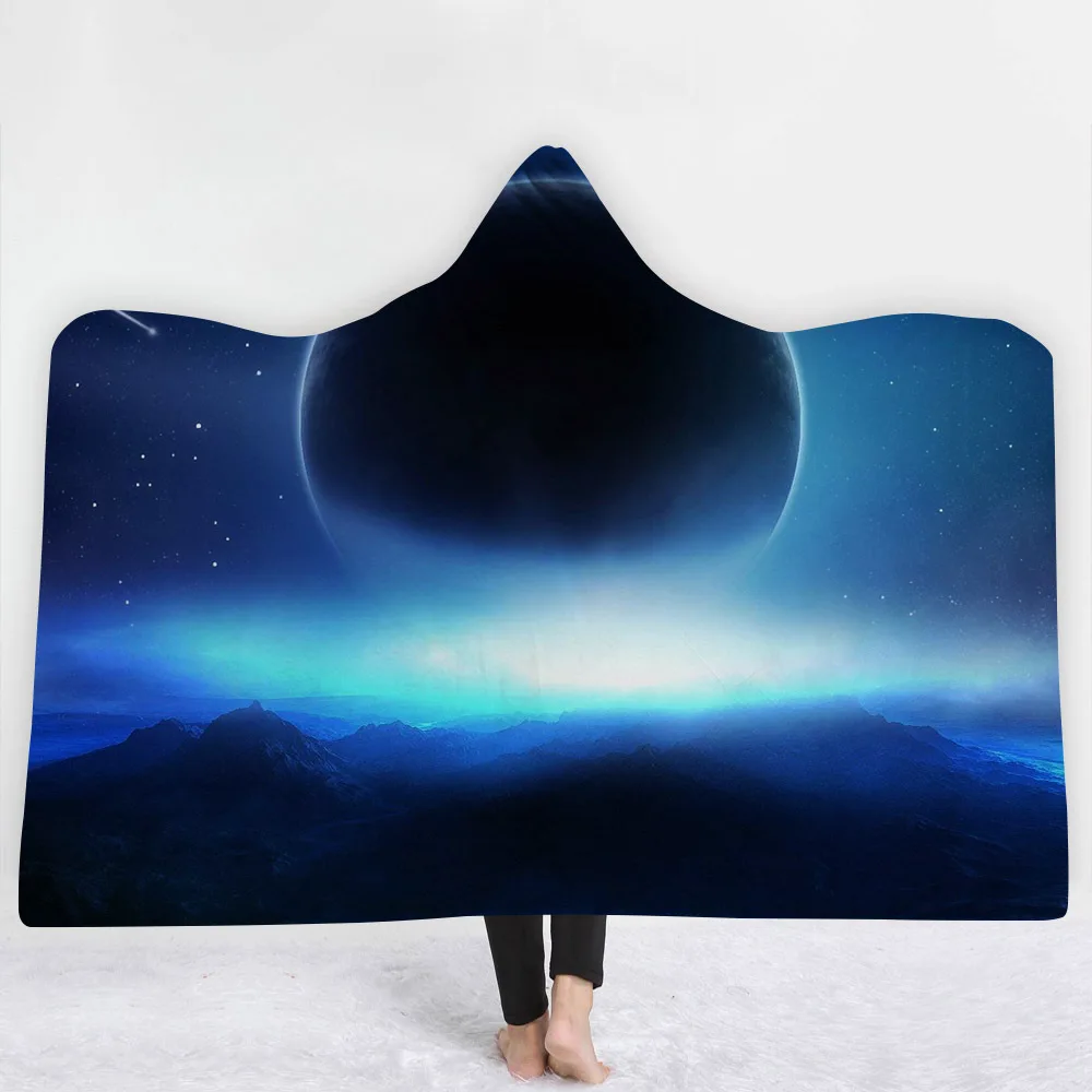 Одеяло с капюшоном Cosmic Galaxy, утепленный плащ из микрофибры, волшебная Сиеста, семейная одежда, одеяло для детей, Прямая поставка