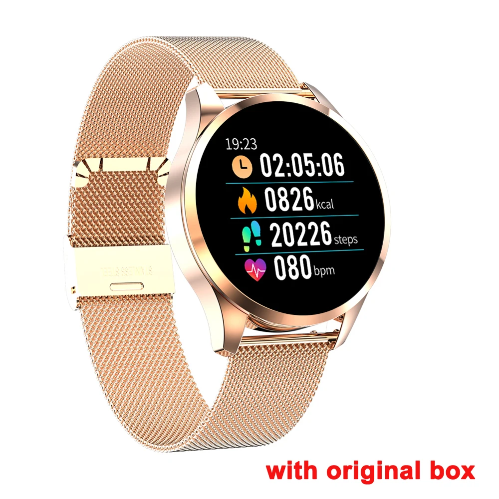 Gold steel strap Умные часы Q9, водонепроницаемые, с напоминанием о звонках, умные часы для мужчин, с монитором сердечного ритма, модный фитнес-трекер, смарт-браслет, мужские часы - Цвет: Gold steel strap