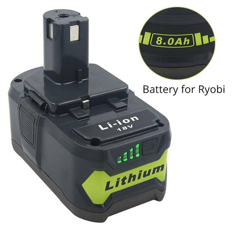 

RB18L50 RB18L40 18V 8.0Ah/6.0Ah/2.5Ah Li-ion Rechargeable Battery for Ryobi ONE+ BPL1820 P108 P109 P106 P105 P104 P103 RB18L60