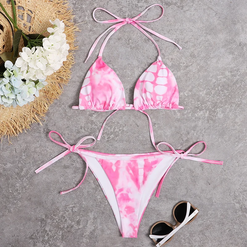 

Sexy Tie Dye Women Swimsuit Padded Bra Bikini Bandage Swimwear Female Summer Bathing Suit Biquini Swimming Suit Bather Beachwear