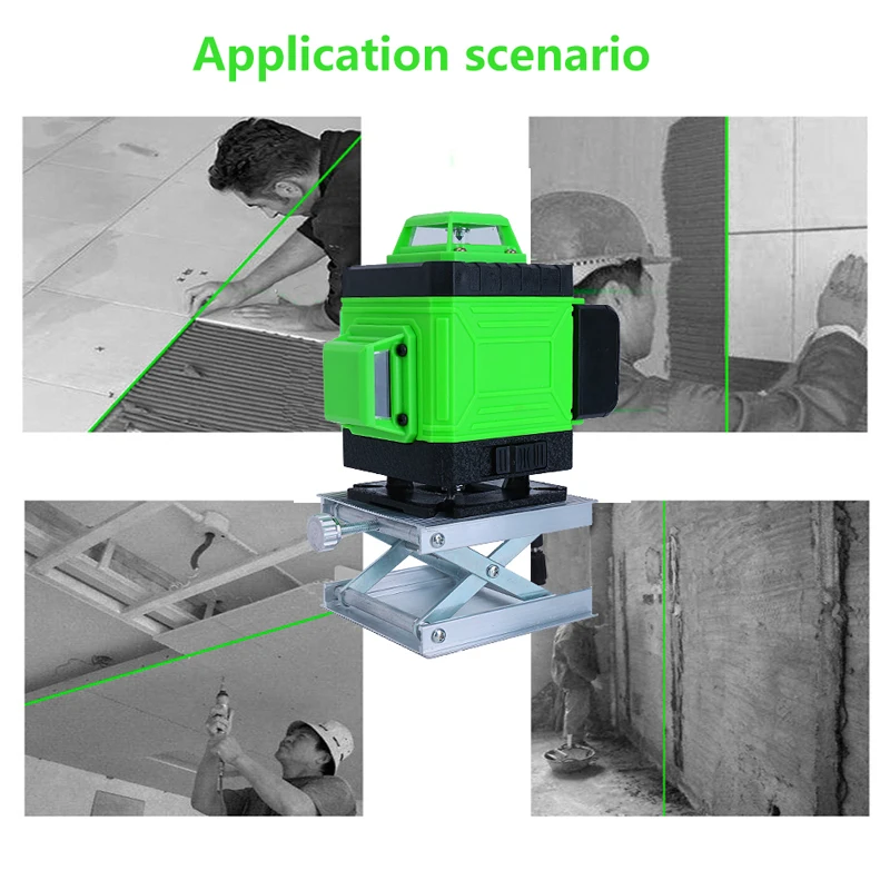 

16/12 Lines Green Laser Levels Self-Leveling Wireless Remote 360 Horizontal & Vertical Cross Lines With Battery & Wall Bracket