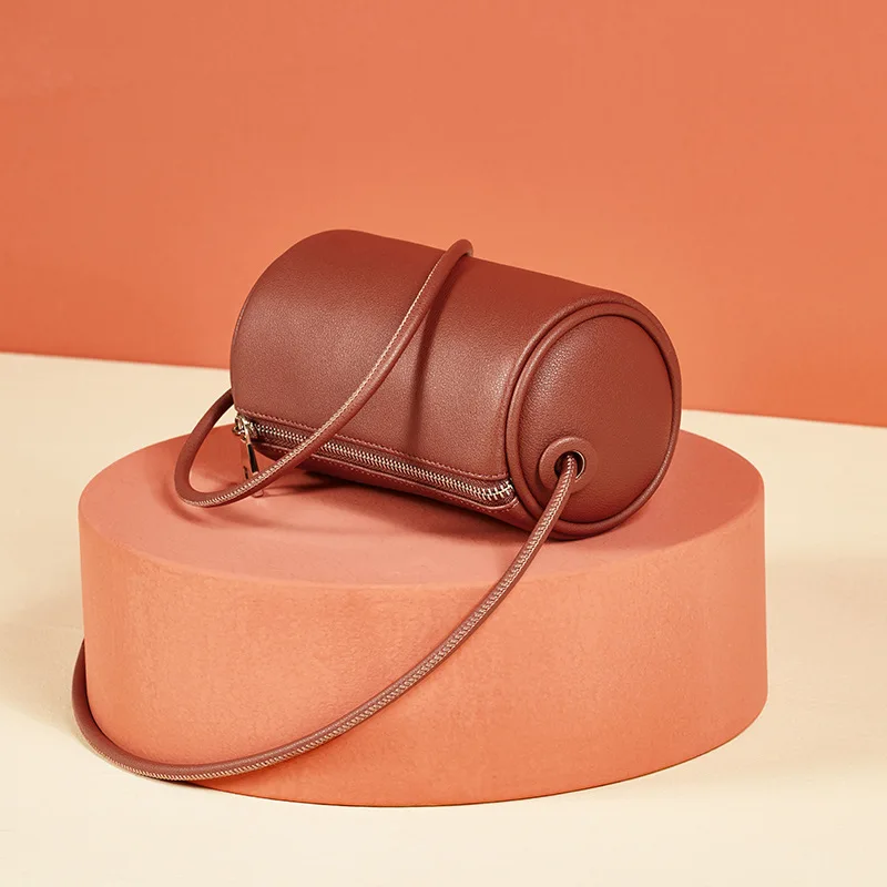 

New Design Leather Handbags Luxury Cylindrical Women's Bag One Shoulder Fashion For Women Trend Messenger Pillow Crossbody Bags