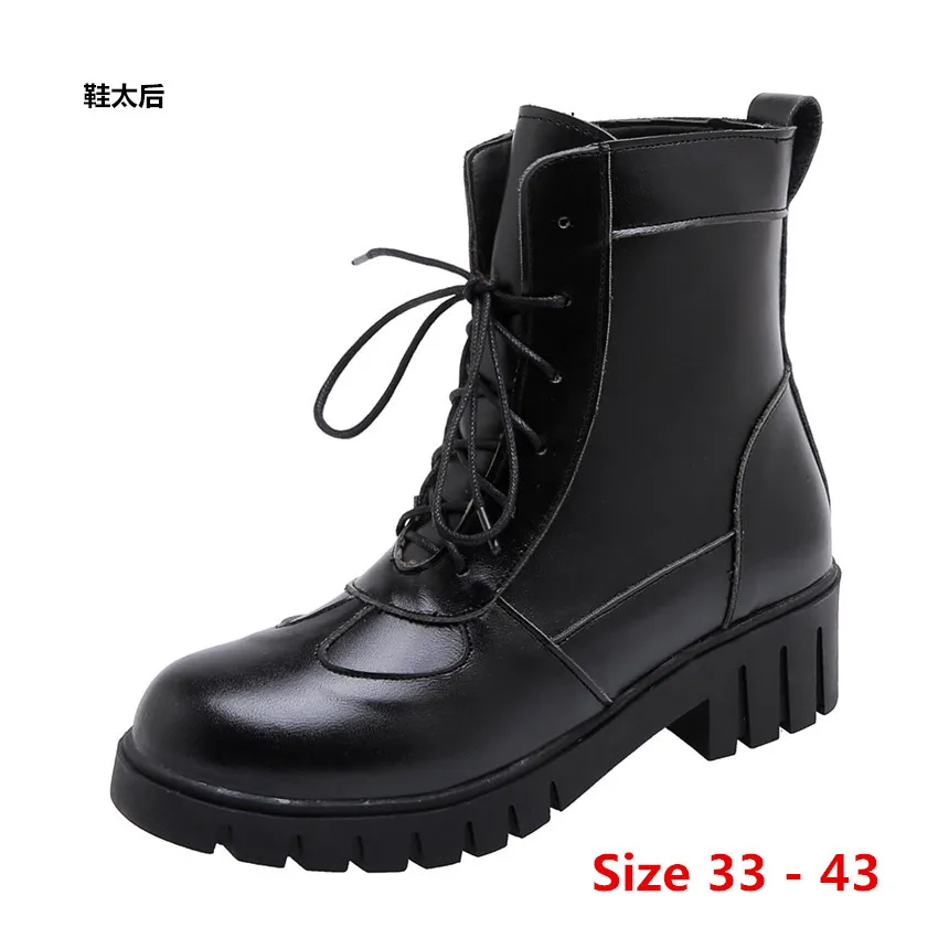 

Ботинки Martin; Женские осенние кожаные полуботинки в британском стиле; Женские мотоботы; Женская обувь; Маленькие и большие размеры 33 - 43