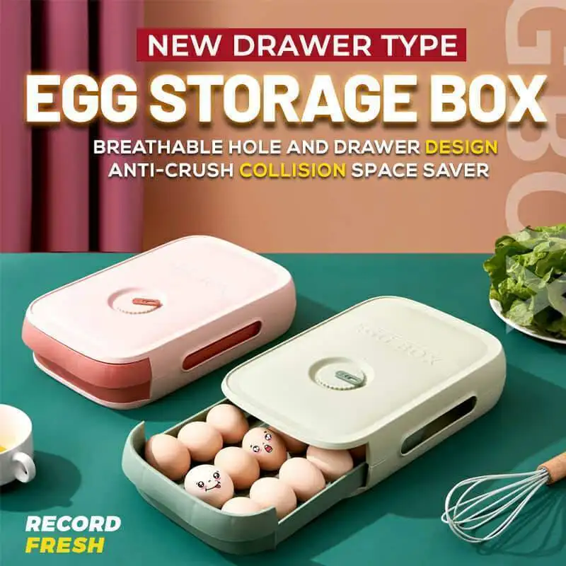 

New Drawer Type Egg Storage Box with Lid Refrigerator Egg Tray Containers Egg Drawer Organization Eggs Holder Dispenser Racks