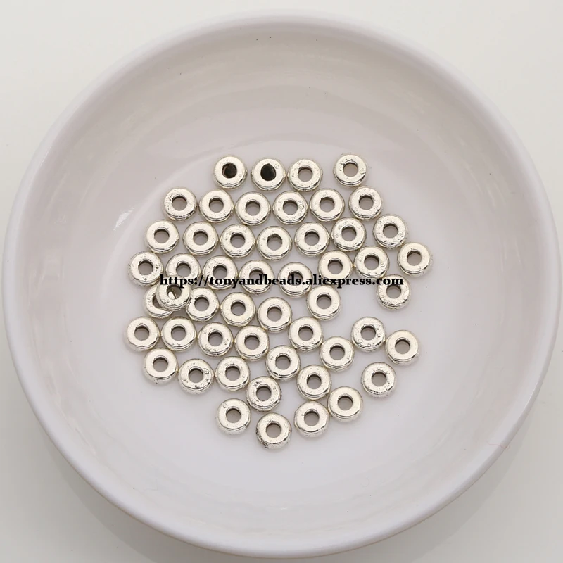 

(50Pcs / Lot !) Zinc Alloy Tibetan Silver European Charm Connector Crimp End Beads Size 7mm HA12273B