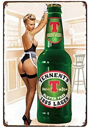 

Lplpol Metal Tin Sign tennent's 1885 Lager Beer Bar Pub Home Vintage Retro Poster Cafe 8" x 12"