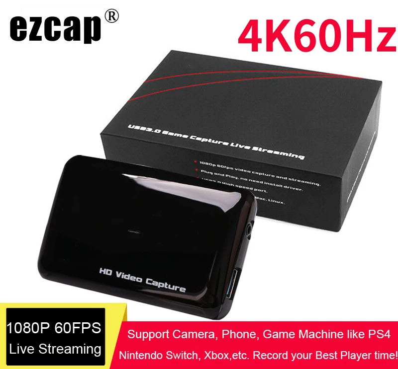С микрофоном 4K 1080P 60FPS HDMI к USB 3,0 устройство для видеозахвата для xbox PS3 PS4 ТВ-шоу Телефон Запись игры прямая передача