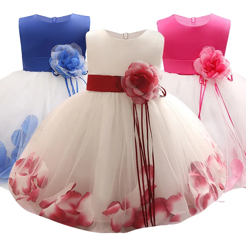 

Baby girl dress sweet petal mesh princess dress full moon dress girls dress party dress birthday party dress children's dresses