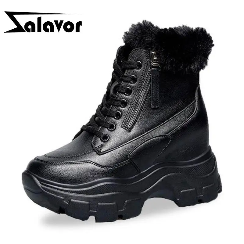 ZALAVOR ботильоны для женщин обувь на танкетке женская повседневная шнуровке зимние