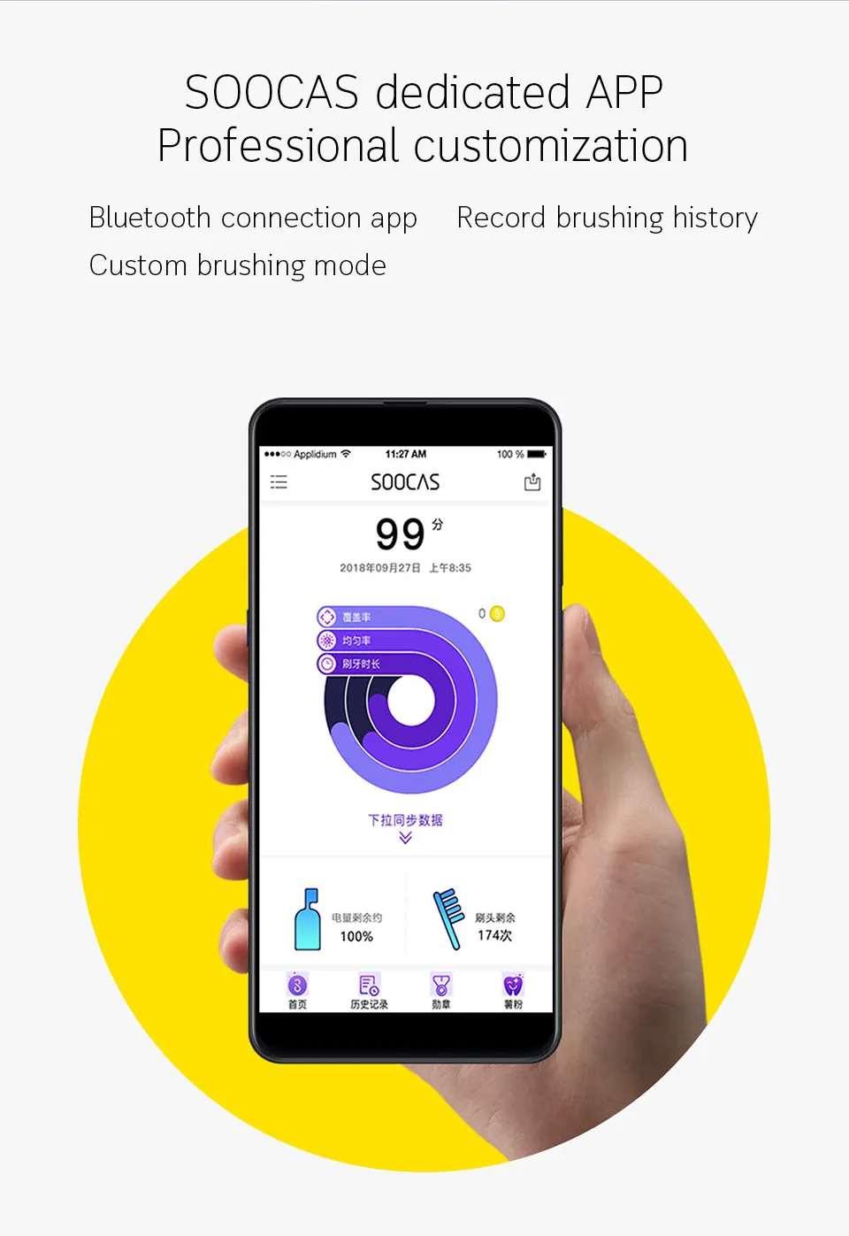 Xiaomi Mijia модернизированная Soocas X5 звуковая электрическая зубная щетка для взрослых водостойкая ультра звуковая автоматическая зубная щетка USB перезаряжаемая