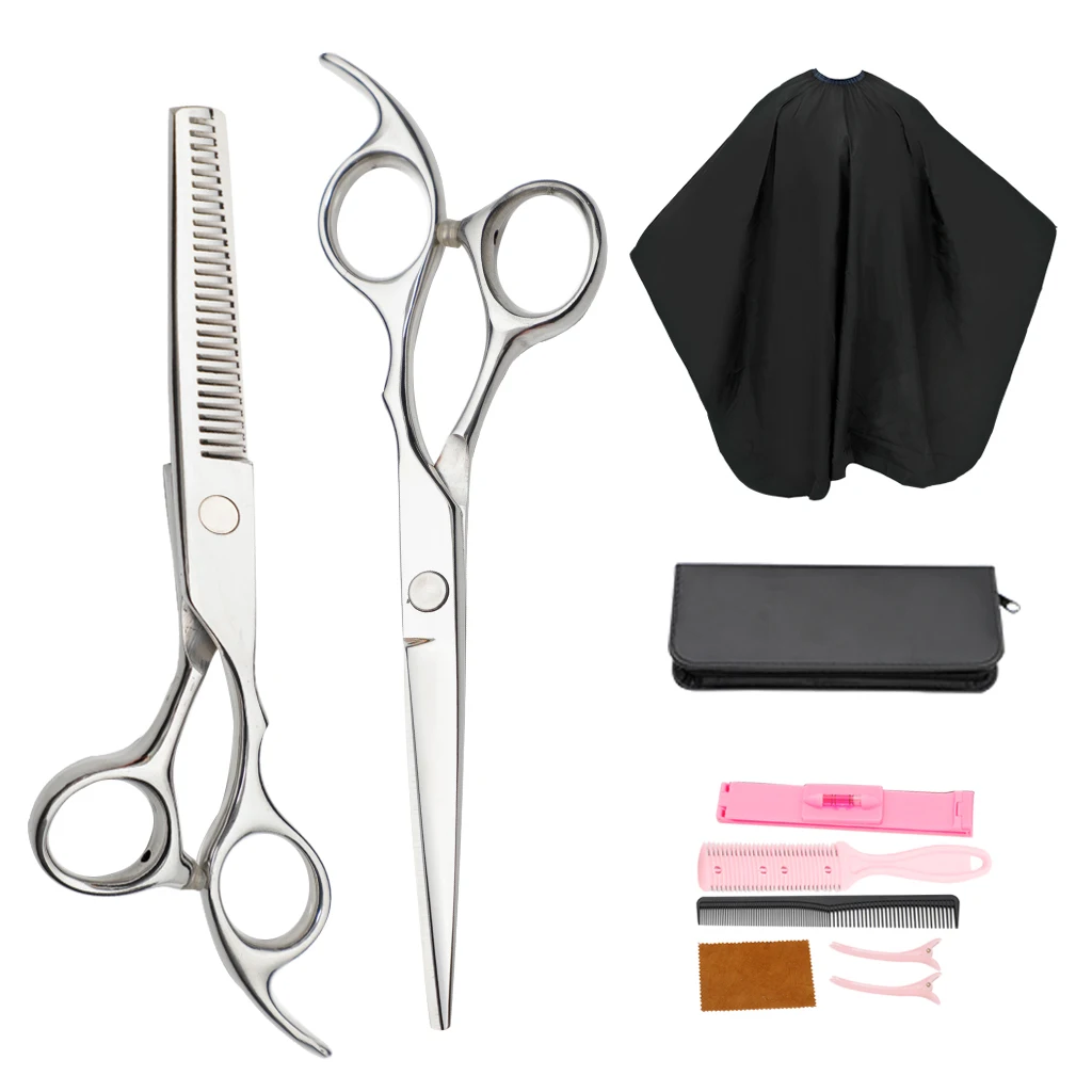 

Hairdresser Scissors Set, 6 Pcs Professional Hair Scissors with Neckline Cape Accessories for Salon, Barbers or Home Use