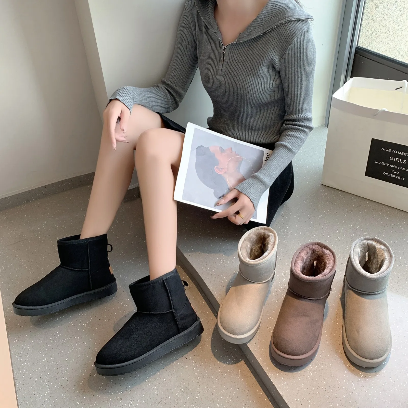 

2021 Winter Women's Boots Warm Shoes Woman Couple Footwear Thick-soled Non-slip Waterproof Comfortable Female Snow Boot booties