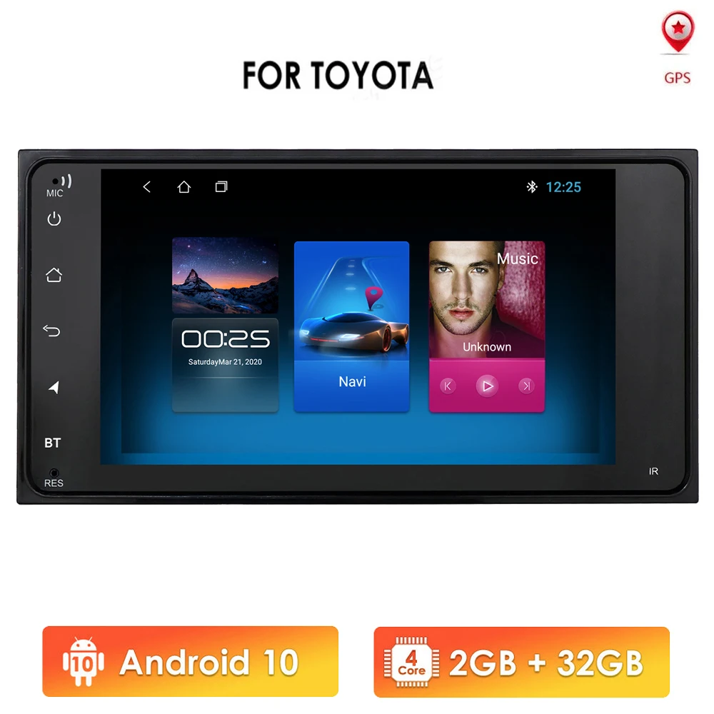 2 Din Android 10 автомобильный проигрыватель с радио и GPS для Toyota Previa RAV 4 2006 2007 2008 Corolla RAV4