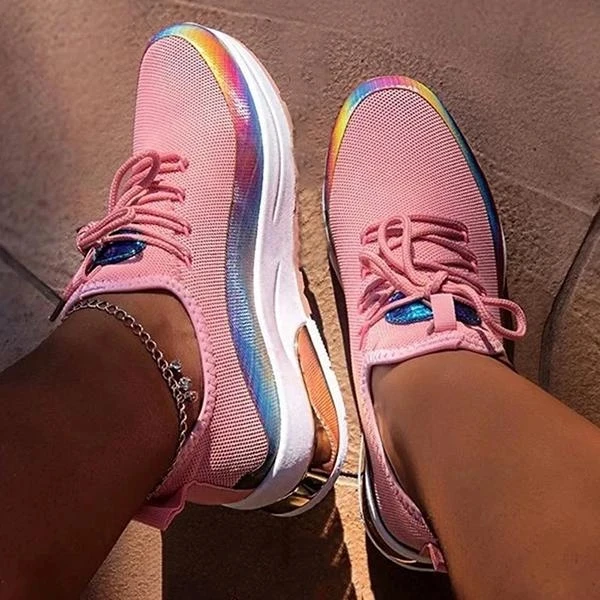

Women's Chunky Sneakers 2020 Fashion Women Platform Lace Up Pink White Vulcanize Shoes Womens Female Trainers Girls Shoes