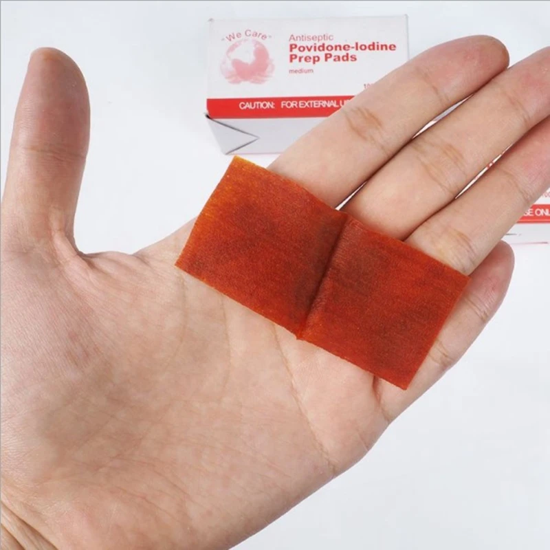 

100Pcs Portable Povidone-Lodine Prep Pad Sealed Sterile Packing Disposable Wound Disinfection Pad For Outdoor Travel Home