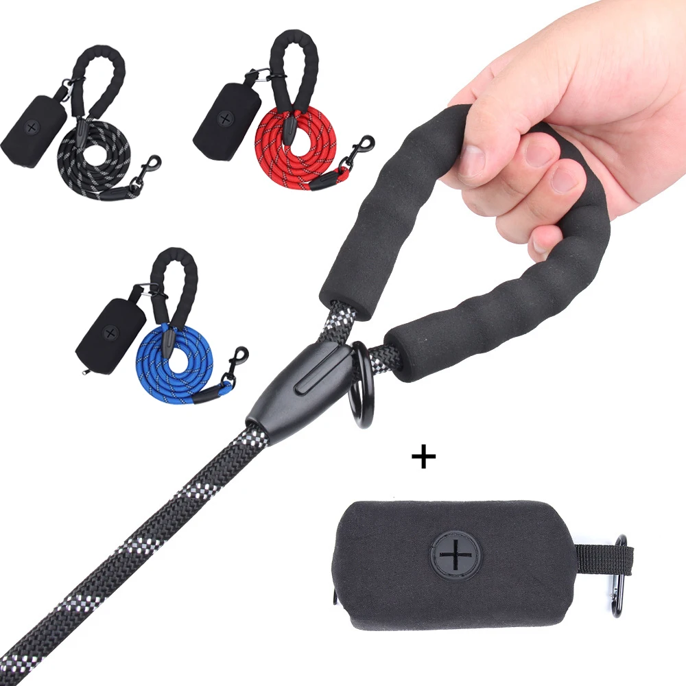 

1.5m Dog Leash Nylon Reflective Dog Harness Foam Handle Pet Supplies Dog Accessories Dog Walking Rope Big Dog Supplies