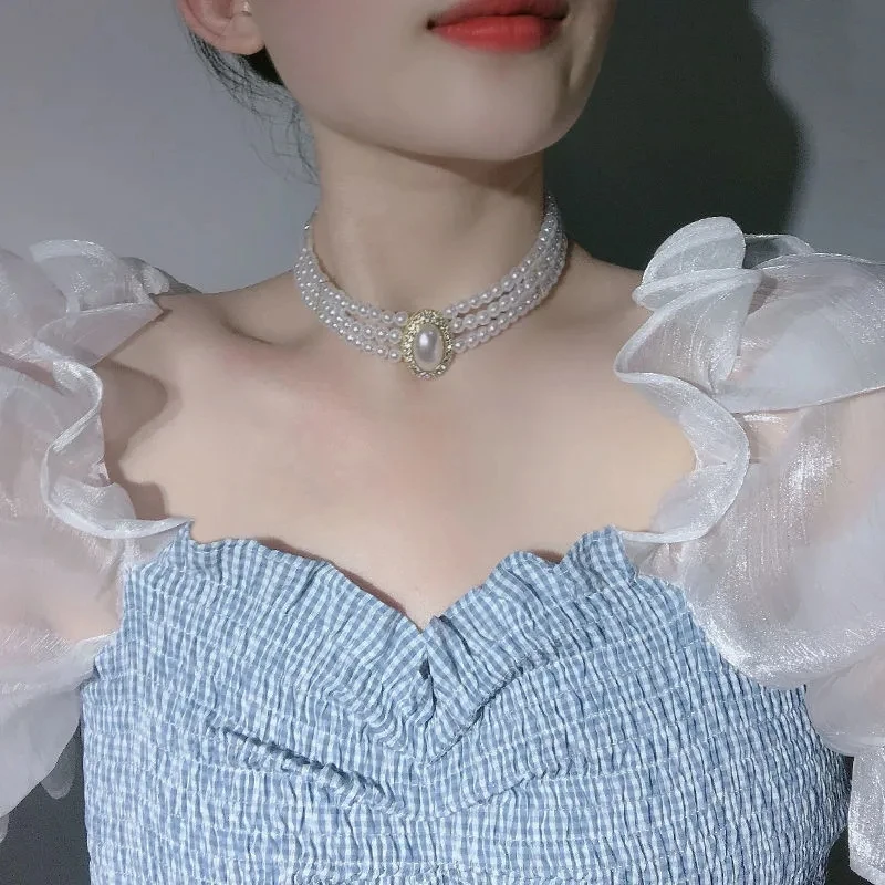 

OE Vintage Imitation Pearl Collar Necklace For Women Collar Fashion Party Wedding Jewelry Gift Accessories