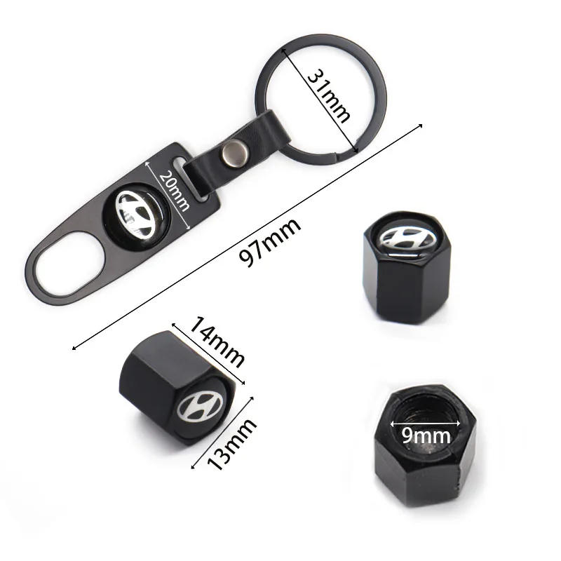 

Auto parts HYUNDAI- metal car tire valve cover with a small wrench for tightening the cover and can be used as a keychain