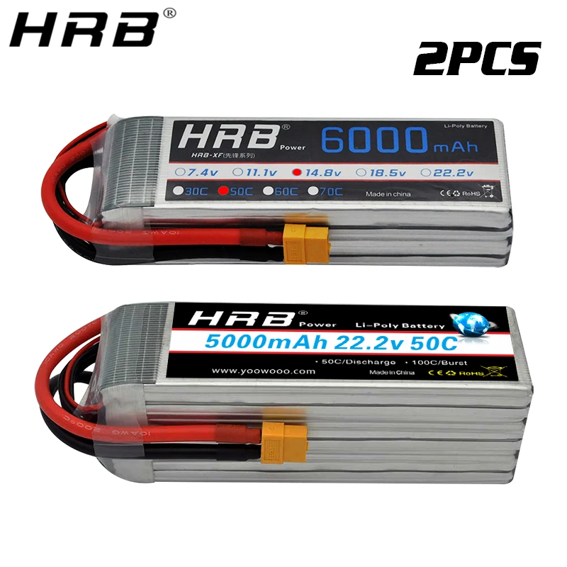 2 шт. аккумулятор HRB Lipo 3S 11 1 V 4000mah 4200mah 5000mah 6000mah 4S 14 8 3300mah 7000mah 6S 22 2S 7 4 5200mah XT60 T RC