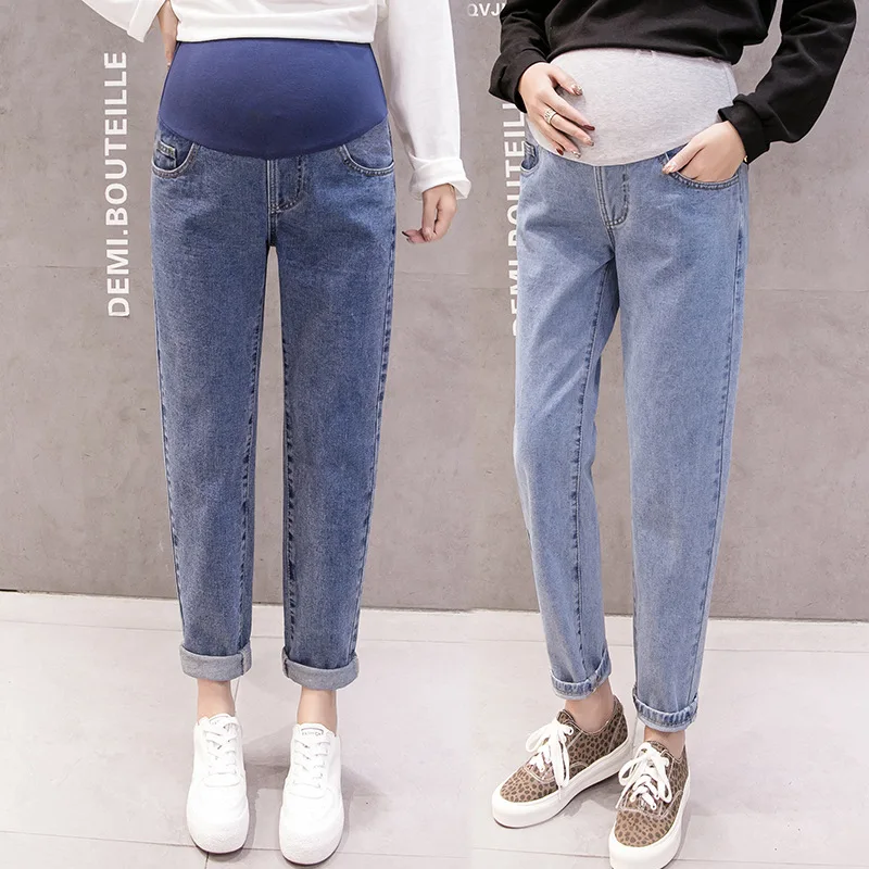 

New Pregnancy Pants Boyfriend Jeans Maternity Pants For Pregnant Women Maternity Clothes High Waist Trousers Loose Denim Jeans