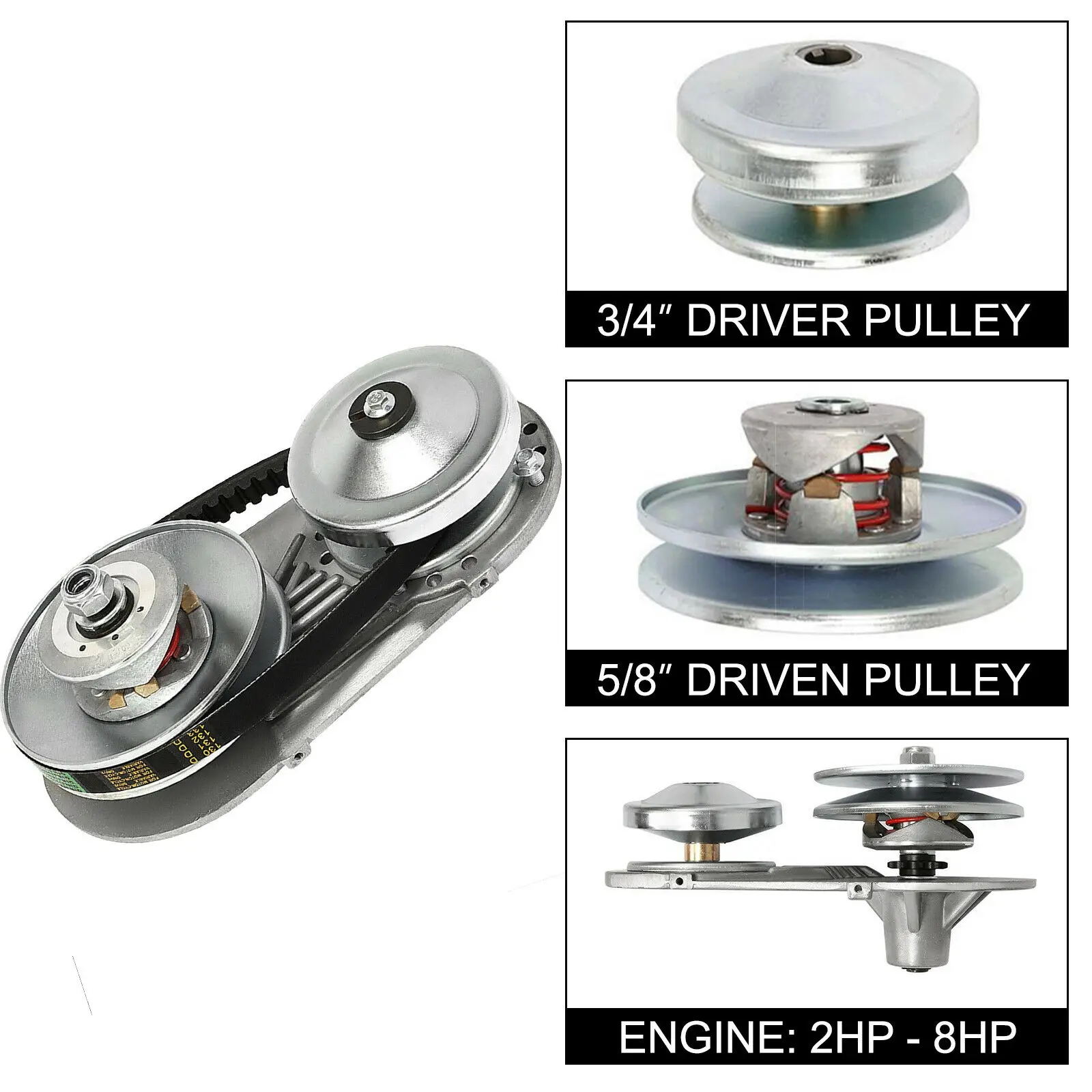 

Torque Converter 3/4 Inch Go Kart Clutch Set 10T #40 41 Chain and 12T #35 CVT Clutch Small Engine Drive Belt for 2HP-7HP (0.75")