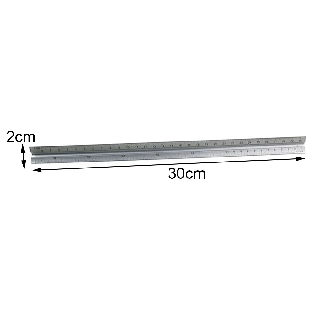 

30cm Scale Clear Engineer Aluminum Alloy Ruler Silver Architect Accurate Technical Triangle