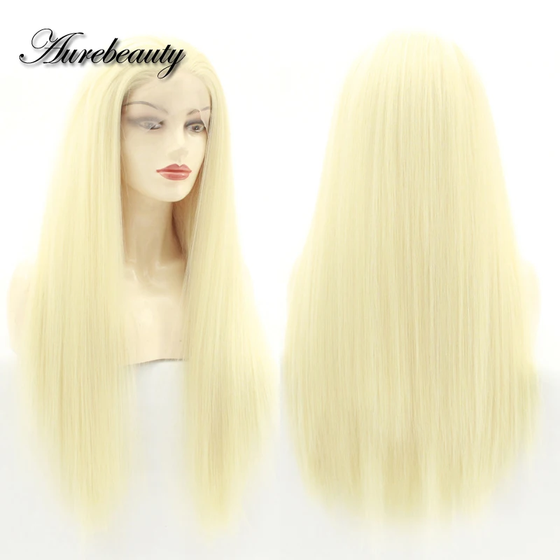 

613 Blonde Afro Kinky Straight 13X4 Lace Front Wig Long Yaki Colored Synthetic Hair HD Transparent Frontal Wigs For Black Women