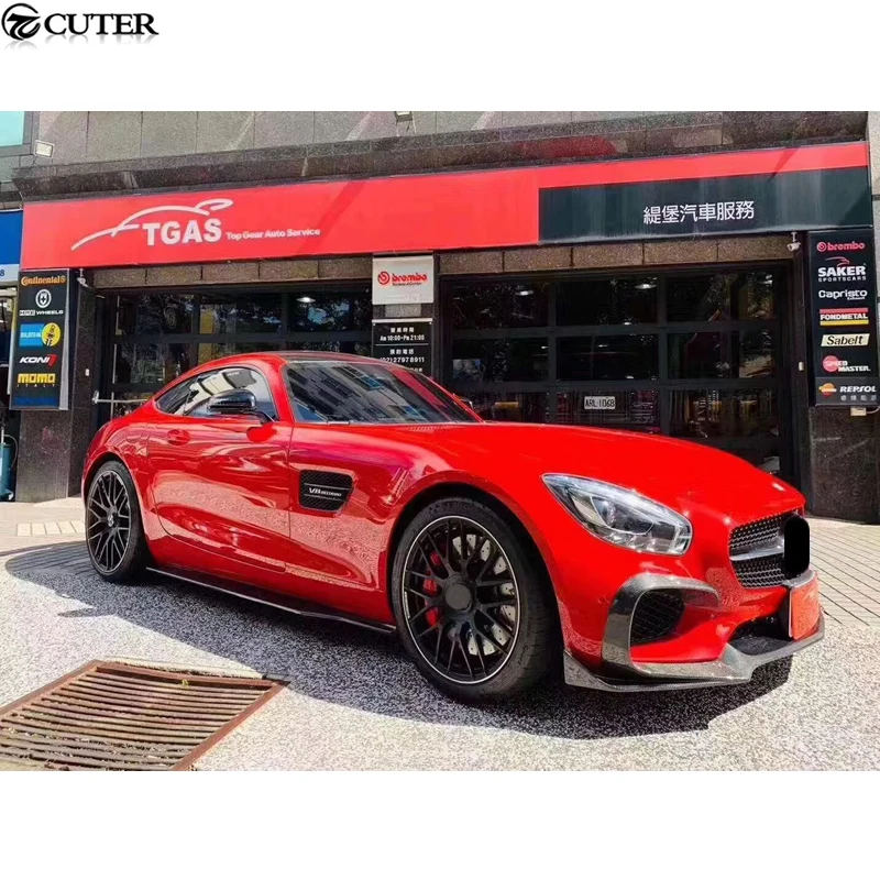 Для AMG GT R style углеродное волокно передний бампер для губ задний диффузор боковые