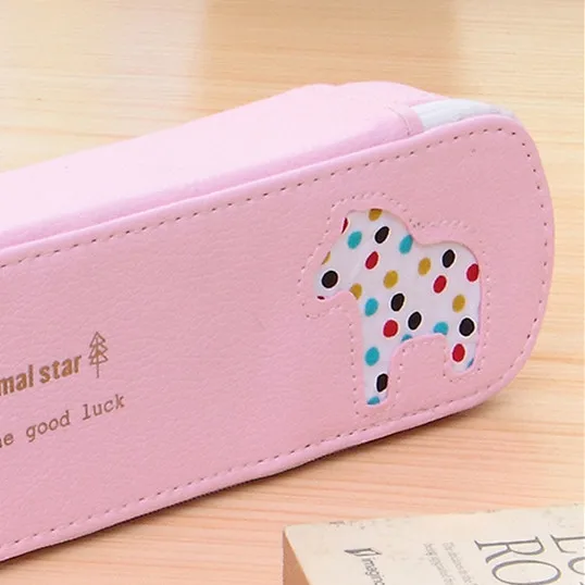 Искусственная кожа на молнии пенал для карандашей Мультфильм Креативный большой