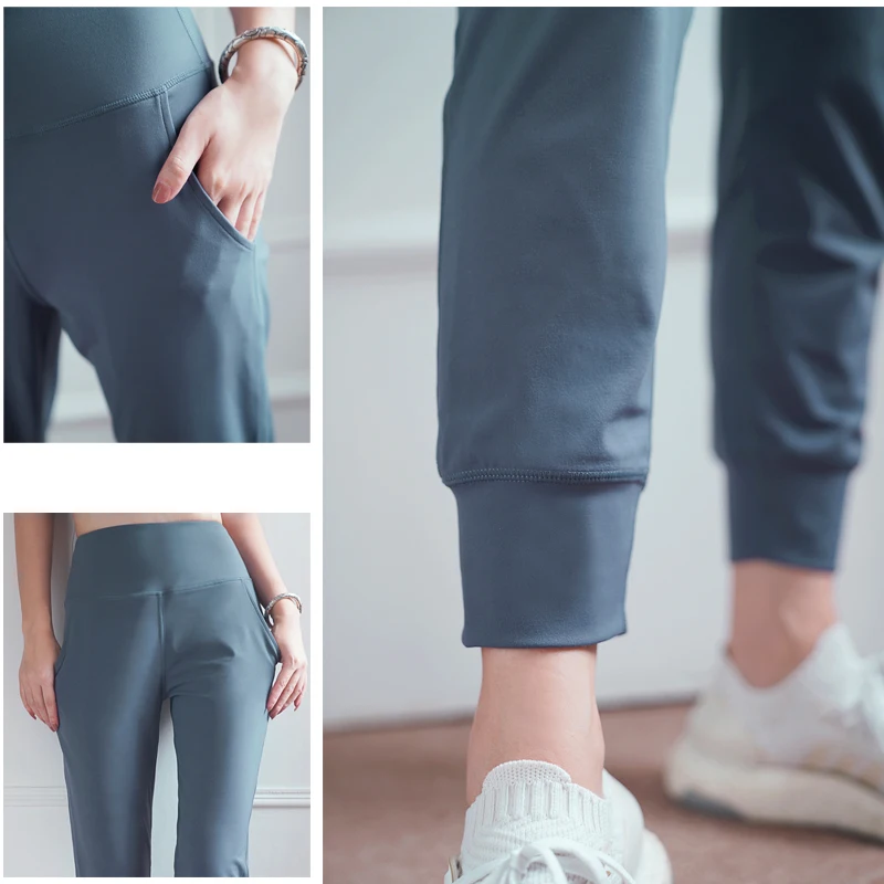 Женские быстросохнущие спортивные штаны с высокой талией для бега свободные