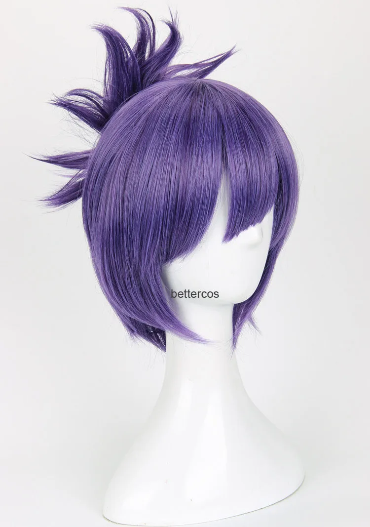 Парик для косплея из ажурных волос с короткими фиолетовыми синтетическими