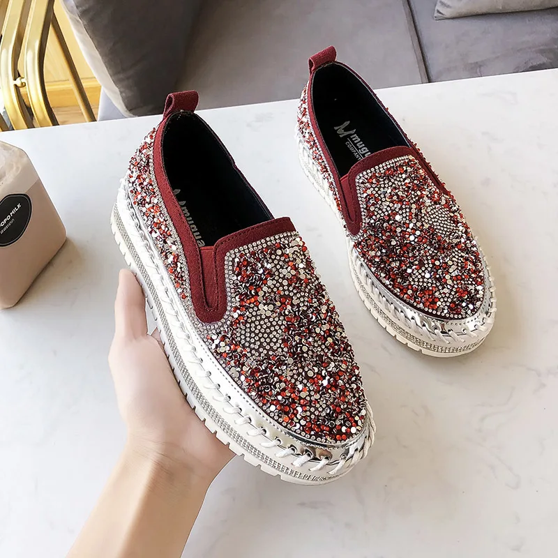 2020 Стразы женская обувь на плоской подошве повседневная женские весенние