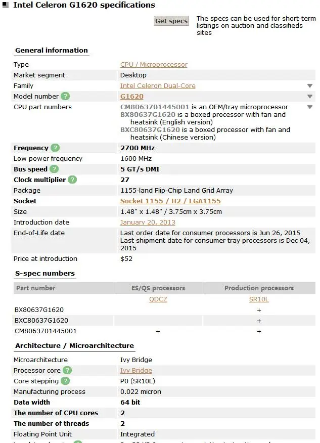 Процессор Intel Celeron G1620 ПК настольный компьютер процессор 2 м кэш 2,7 ГГц 55 Вт двухъядерный процессор LGA 1155 протестированный рабочий