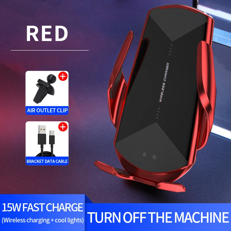 

Q1 15w Car Wireless Fast Charger Phone Holder Stand with Light Car Charger Mount for iPhone 12 XS XR X 8 Samsung Accessories