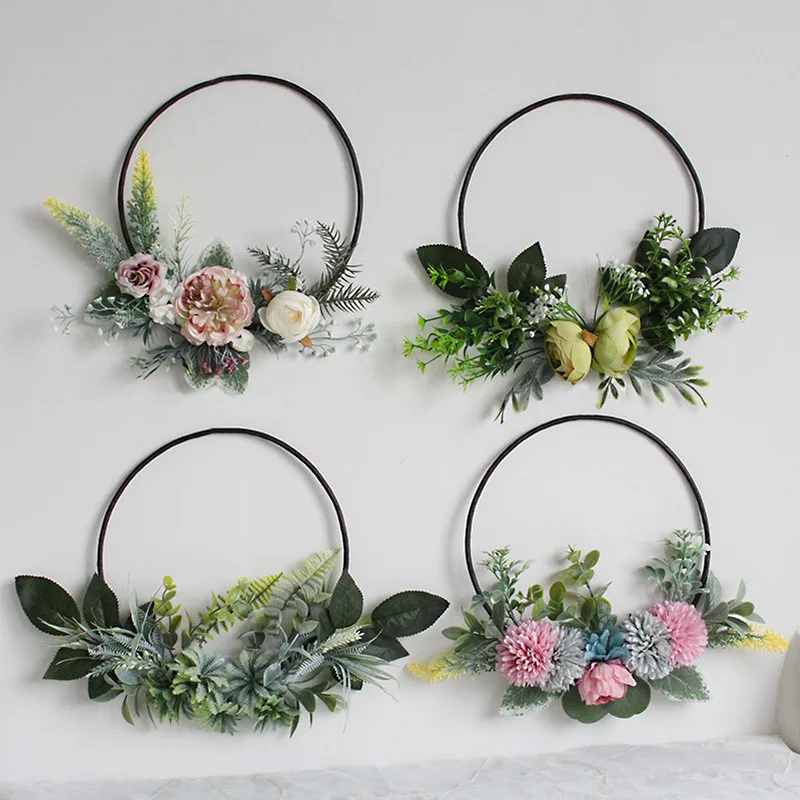 

Multiple Styles Silk Peony Artificial Flowers Wreaths Door Perfect Quality Simulation Garland For Wedding Home Party Decoration