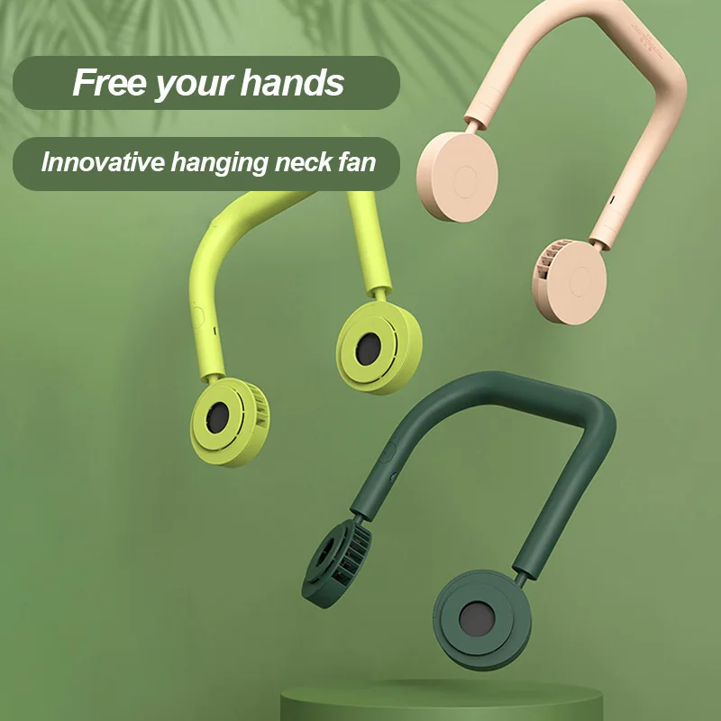 

Portable Mini Neck Fan USB Rechargeable Double Hanging Neck Fan Air Conditioner Third Gear Summer Outdoor Sports Neckband Fans