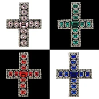 4pcs color handmade cross rhinestone beaded crystal patches sew on patch for clothing badge flower applique cute patch cz36