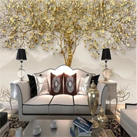 milofi custom large wallpaper mural new chinese gold foil forest elk landscape tv background wall decoration painting photos