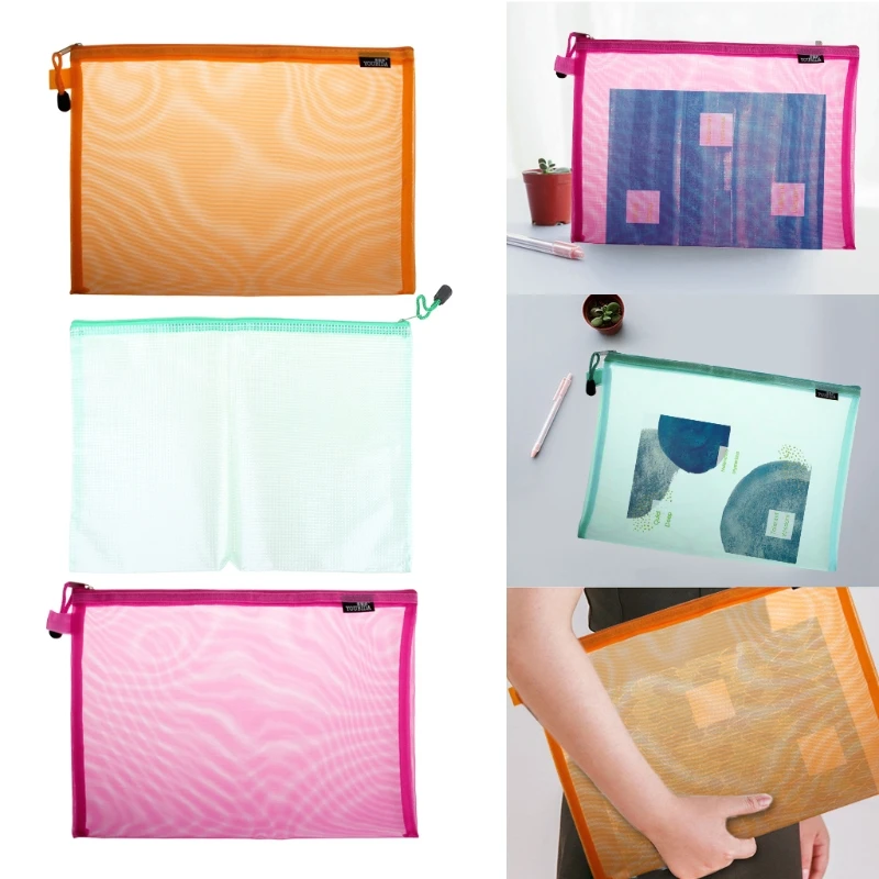 

A5KA Document Bag A4 Size Zipper File Pocket Storage Organizer School Office Supplies