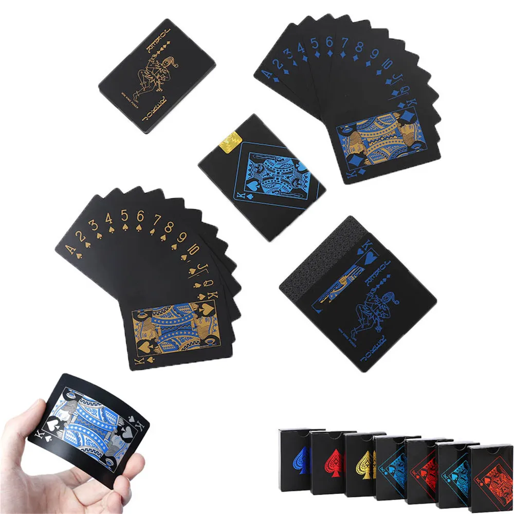 

54 шт. водонепроницаемые ПВХ чистые черные волшебные карты Упакованные пластиковые игральные карты набор колода покер классические фокусы ...