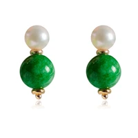 fashion 925 earrings optimized jade 9 10mm earrings vintage green earrings natural freshwater pearls gifts for the new year