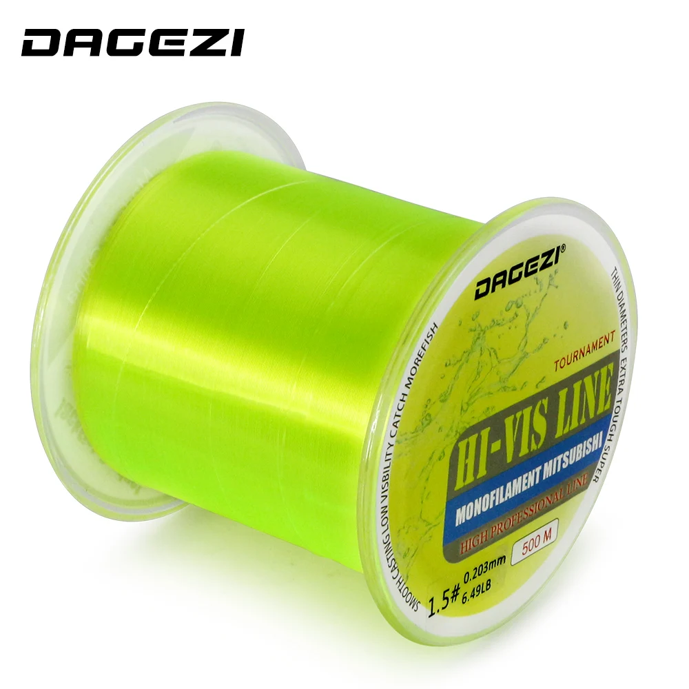 DAGEZI 500 м HI VIS однонитная леска 5 30LB тест супер сильная Профессиональный лески для