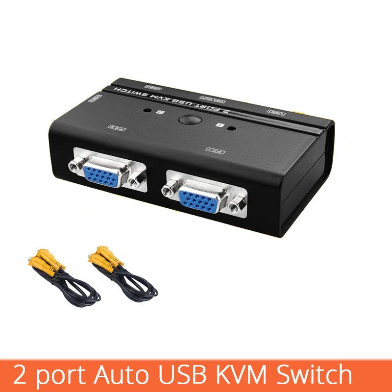 VGA переключатель Авто USB KVM с консолью 1 Набор клавиатуры Мышь управления 2 хоста
