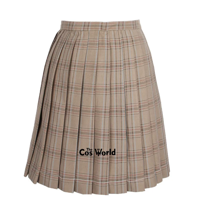 

[Khaki] Girl's Women's Japanese Summer High Waist Pleated Plaid Skirts For JK School Uniform Students Cloths